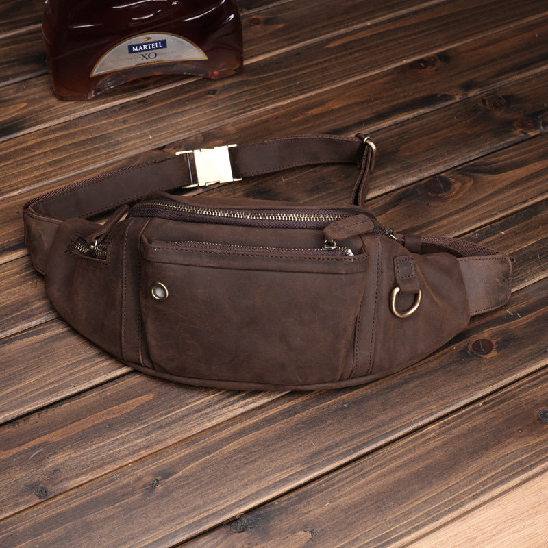 Men's Leather Waist Belt Bag Travel Pouch, Genuine Cowhide