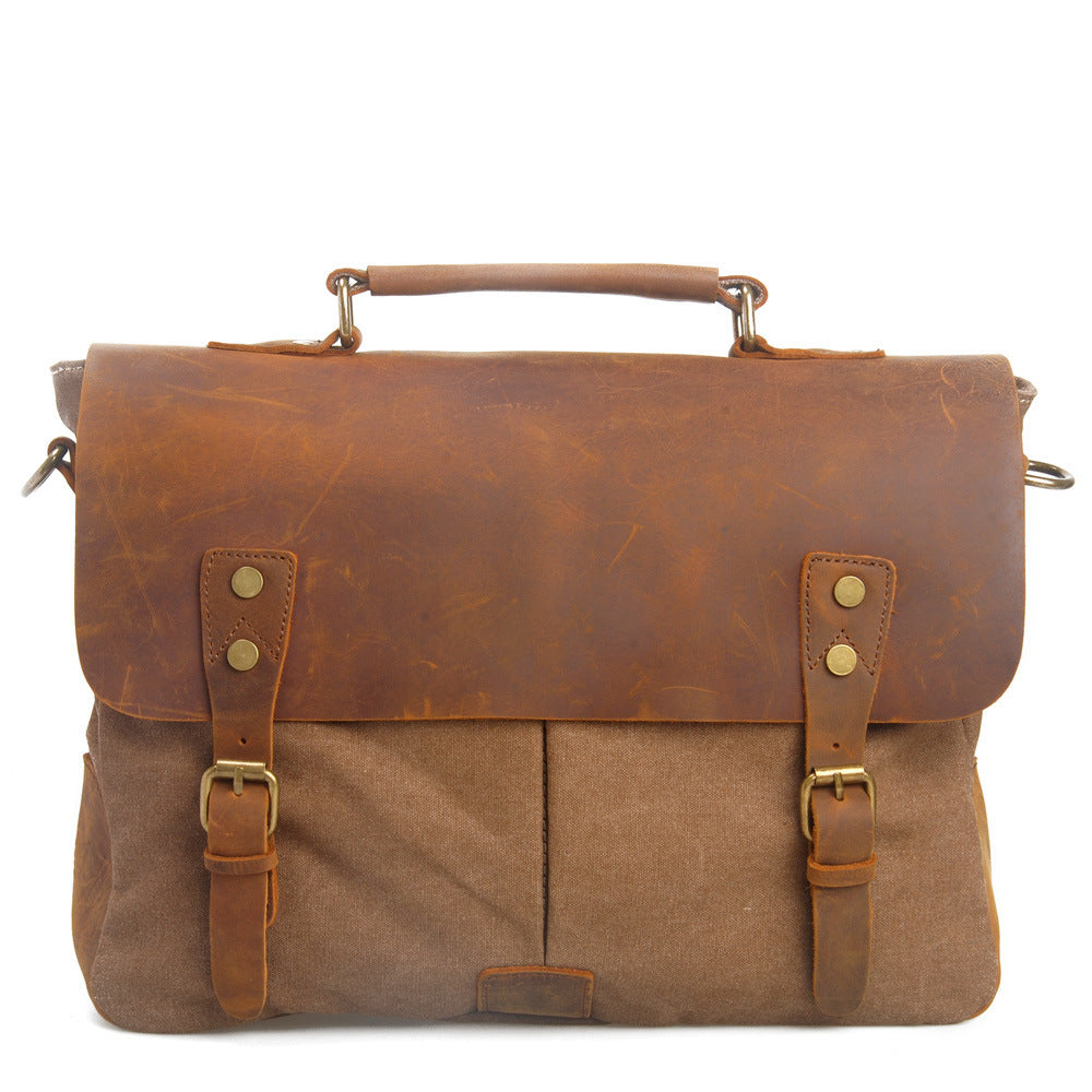 Wax Canvas Laptop Bag - Unisex Canvas Messenger & Office Bag for Men and Women