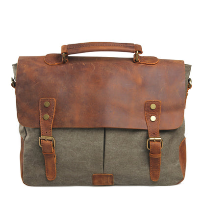 Wax Canvas Laptop Bag - Unisex Canvas Messenger & Office Bag for Men and Women