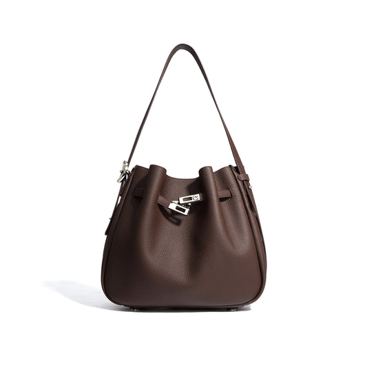  Leather Bucket Bag for Women Stylish Handbags Daily Casual Soft Shoulder Bags