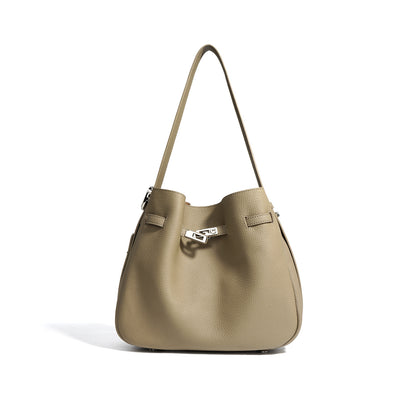  Leather Bucket Bag for Women Stylish Handbags Daily Casual Soft Shoulder Bags