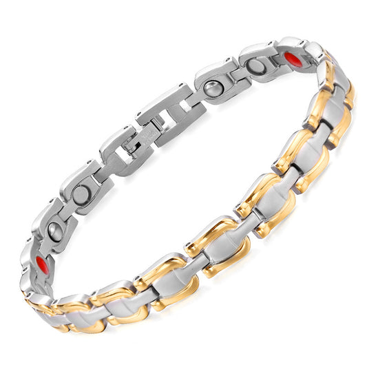 Silver Gold Tone Titanium Bracelet Magnetic Therapy Arthritis Chain Link