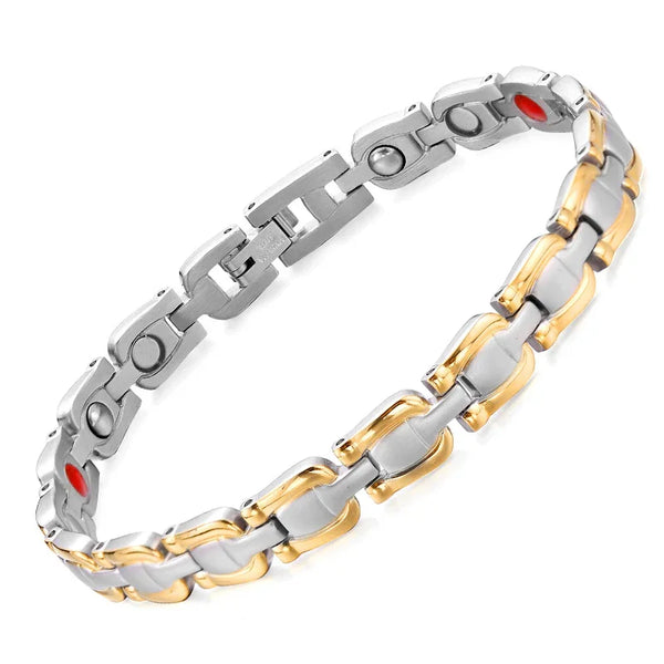 Silver Gold Tone Titanium Bracelet Magnetic Therapy Arthritis Chain Link