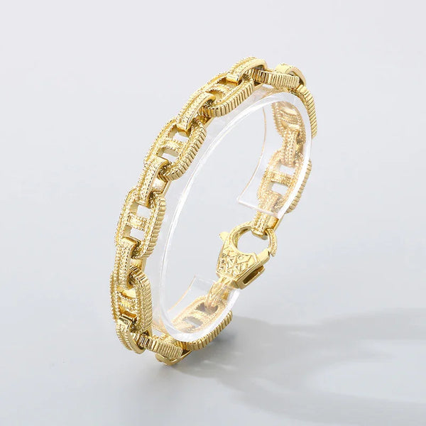 Gold Curb Link Bracelet - Men's Jewelry Men's Gold Curb Link Bracelet