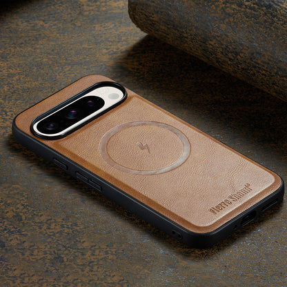 Google Pixel 9 Leather Case Shockproof Silicone Phone Case，brown