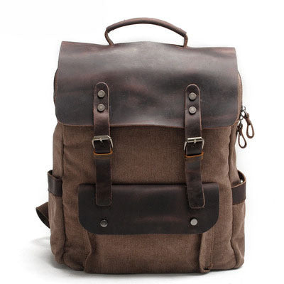 Personalized Waxed Canvas Backpack - Stylish Leather Laptop Rucksack, Waterproof Travel & Work Bag