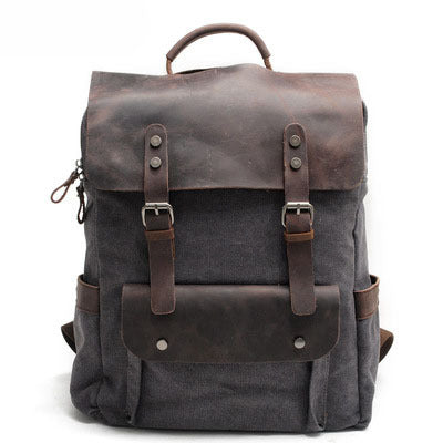 Personalized Waxed Canvas Backpack - Stylish Leather Laptop Rucksack, Waterproof Travel & Work Bag