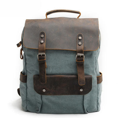 Personalized Waxed Canvas Backpack - Stylish Leather Laptop Rucksack, Waterproof Travel & Work Bag