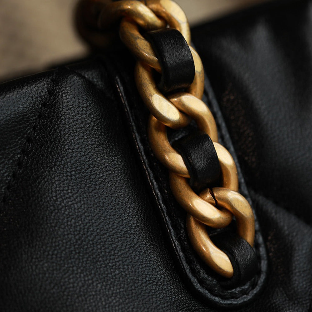 Black Lambskin Leather Handbag ,Black