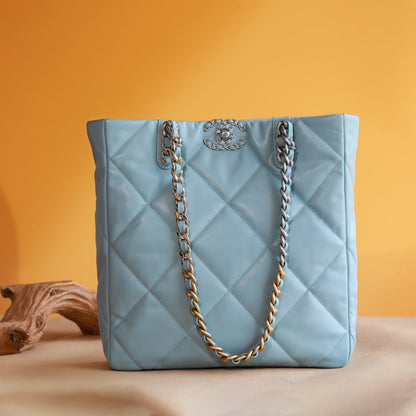 Lambskin Leather Handbag ,Baby Blue