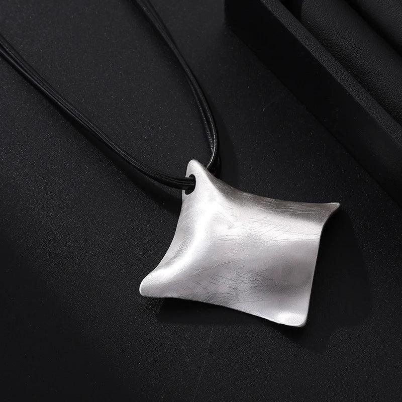 Minimalist Geometric Silver Pendant Necklace