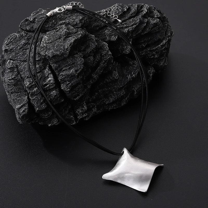 Minimalist Geometric Silver Pendant Necklace