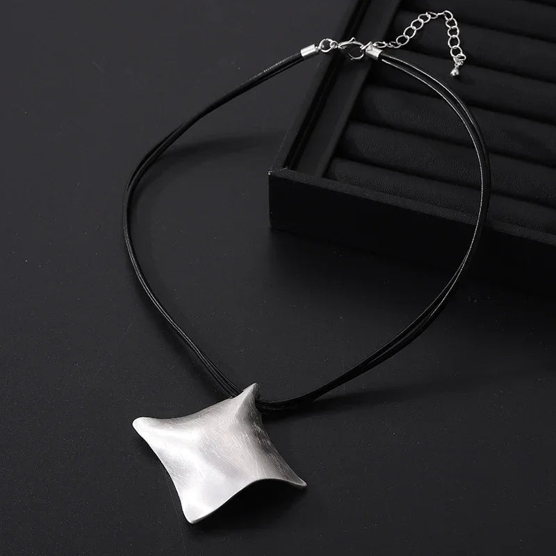 Minimalist Geometric Silver Pendant Necklace