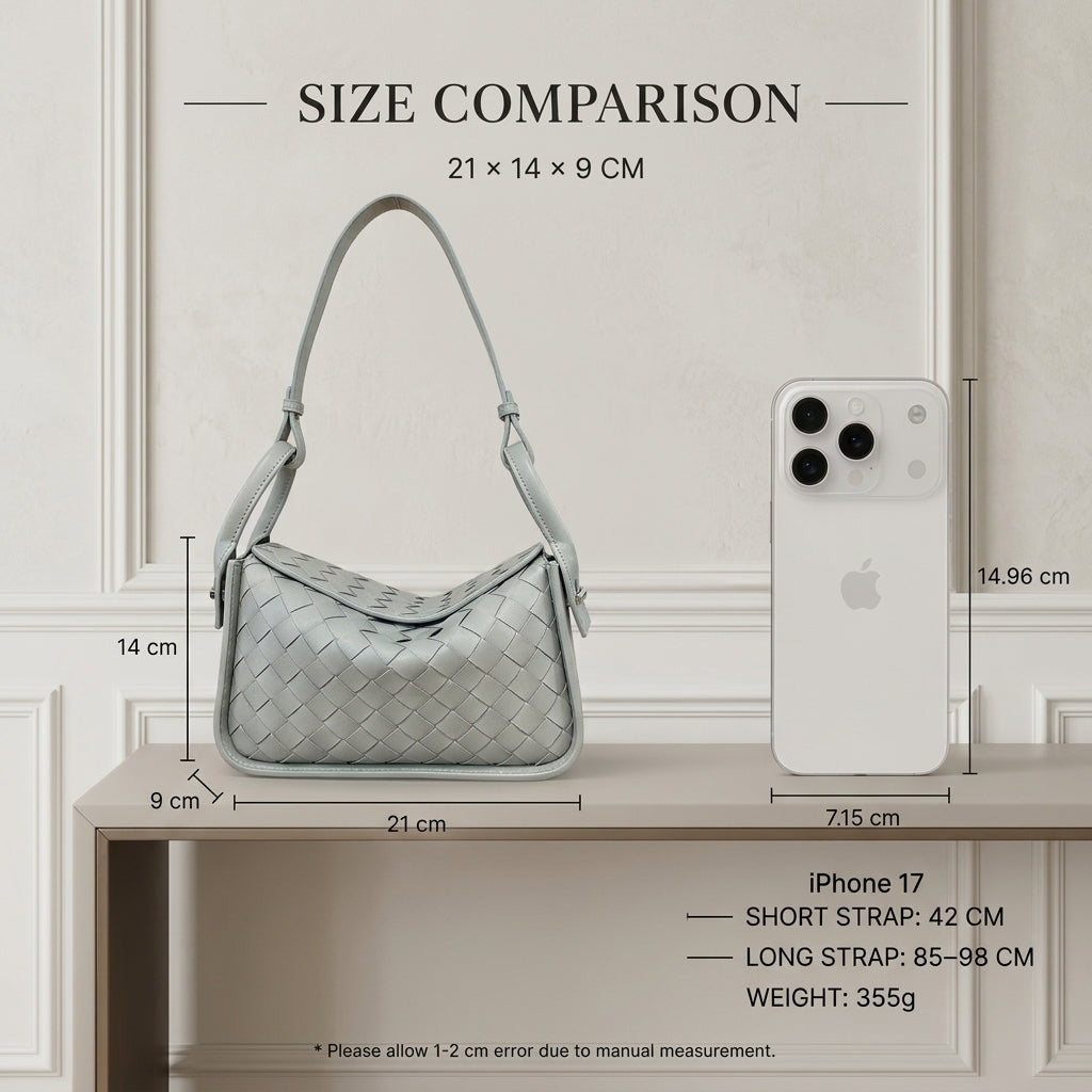 Small Genuine MINT Woven Leather Handbag for Women
