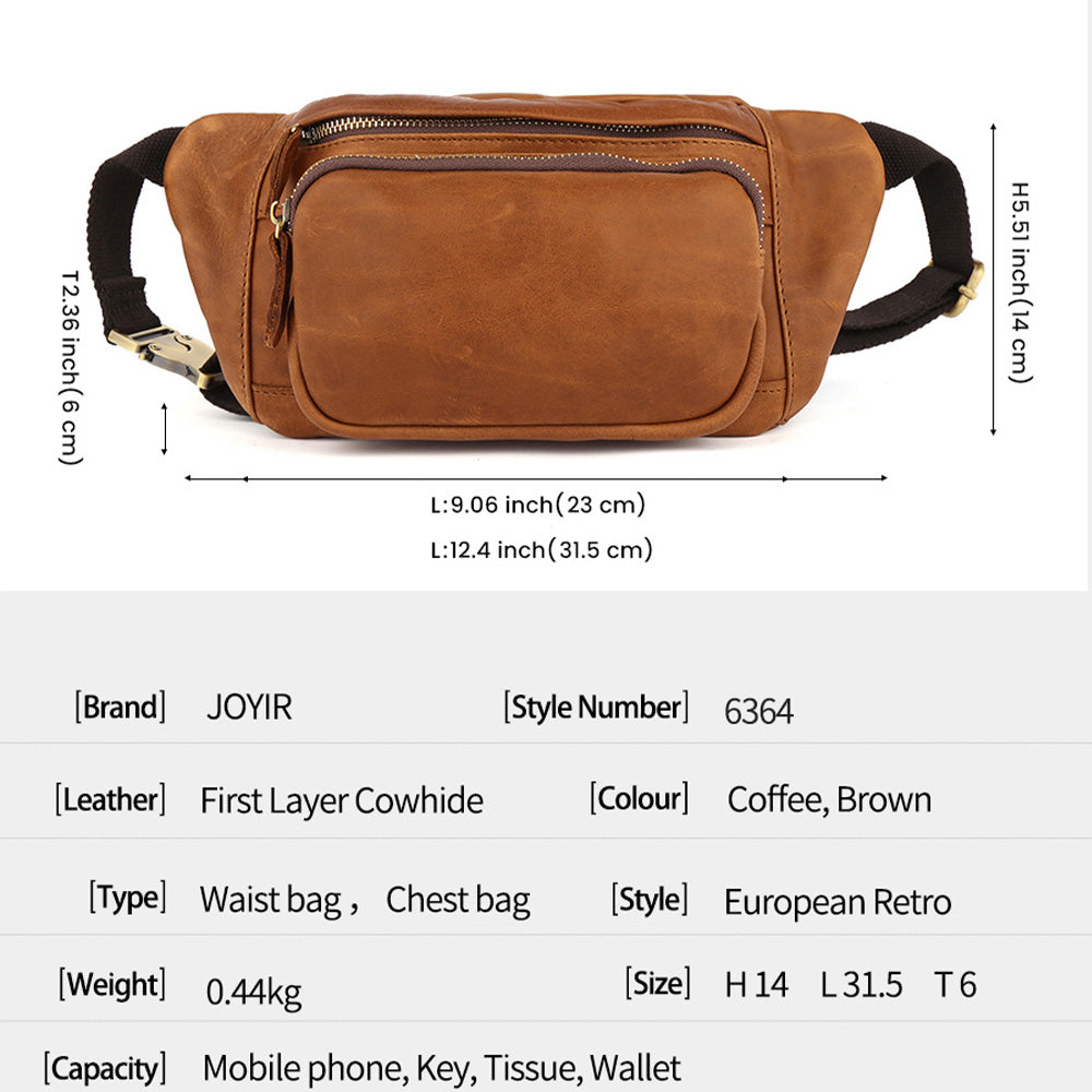 Chest Bag Leather Waist Packs Men Belt Travel Waist Bag for Man,Cowhide