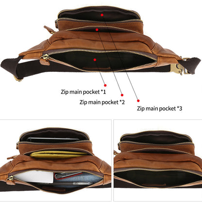 Chest Bag Leather Waist Packs Men Belt Travel Waist Bag for Man,Cowhide