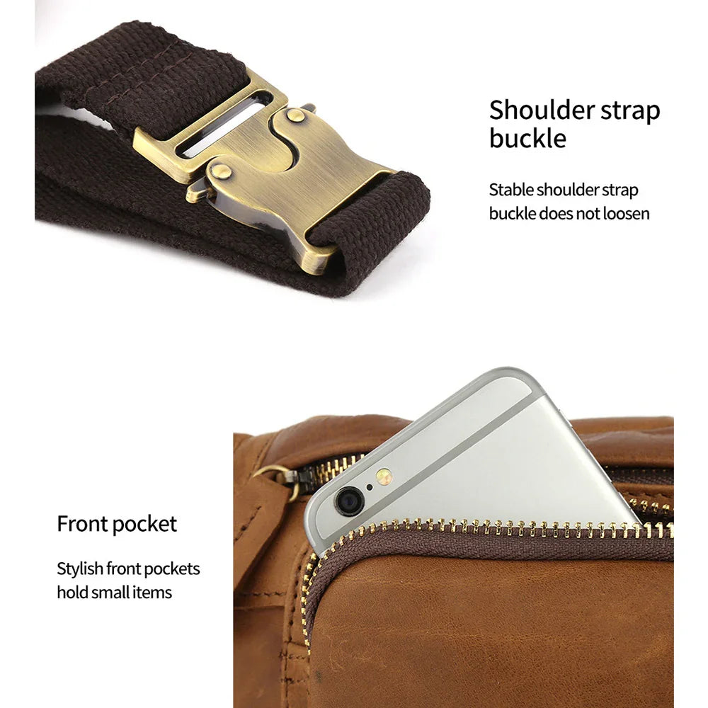 Chest Bag Leather Waist Packs Men Belt Travel Waist Bag for Man,Cowhide