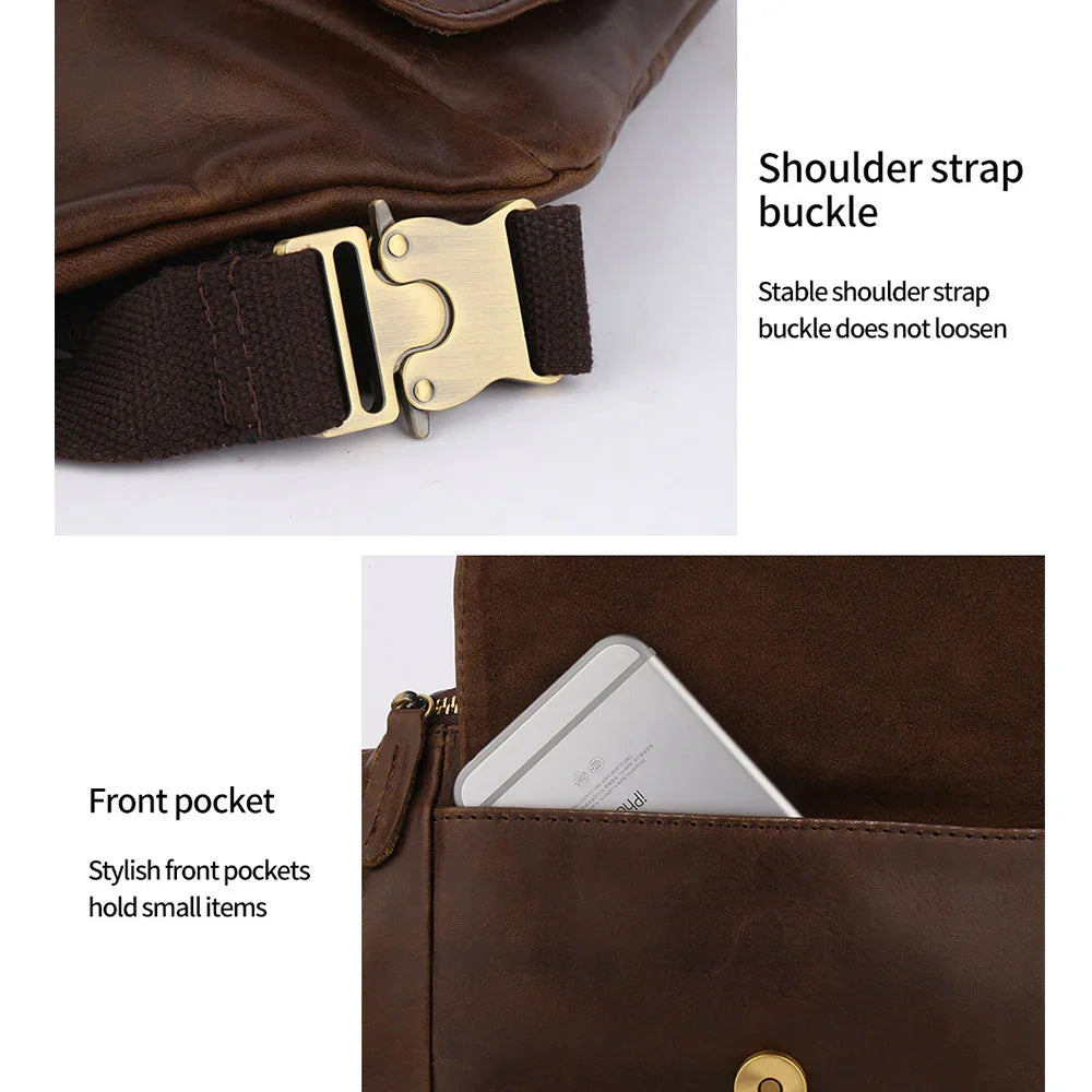 Men's Leather Waist Belt Bag Stylish Fanny Pack & Travel Pouch,Cowhide