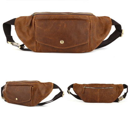 Men's Leather Waist Belt Bag Stylish Fanny Pack & Travel Pouch,Cowhide