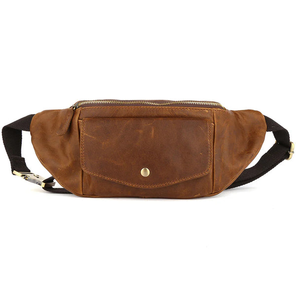 Men's Leather Waist Belt Bag Stylish Fanny Pack & Travel Pouch,Cowhide