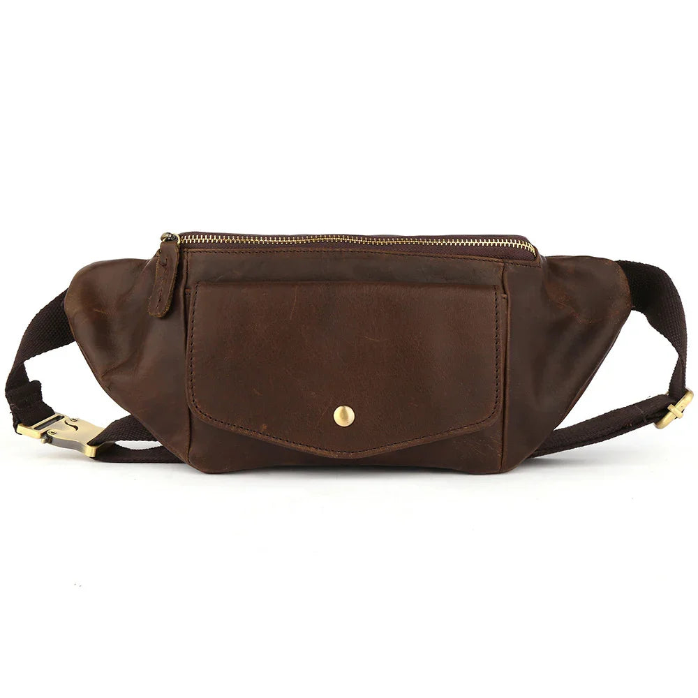 Men's Leather Waist Belt Bag Stylish Fanny Pack & Travel Pouch,Cowhide