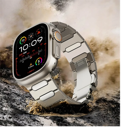 Compatible for Apple Watch Ultra 2 Band 49mm Titanium Metal Strap with Hidden Buckle Compatible for Apple Watch Ultra/Series 9/8 45mm Bands