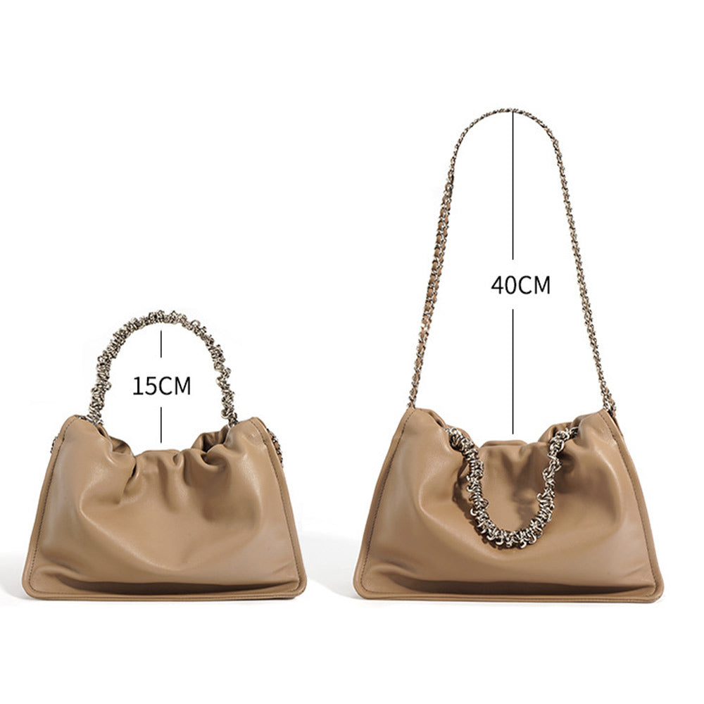 Women's Genuine Leather Chain Drawstring Handbags – Stylish & Trendy Fashion Bags