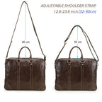 レザーブリーフケース 16インチノートパソコン用メッセンジャーバッグ メンズ 大容量 コンピューターサッチェル ショルダーハンドバッグ ビジネス 仕事 旅行用