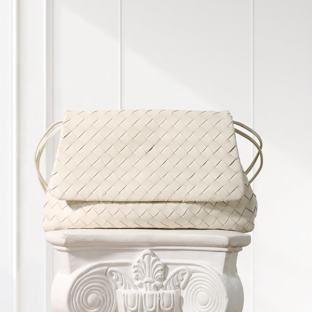 Woven Shoulder Bag for Women | 100% Lambskin Leather