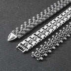 Retro Punk Rivet Bracelet – Heavy Metal Button Chain Design for Gothic & Rock Style,8.7INCH