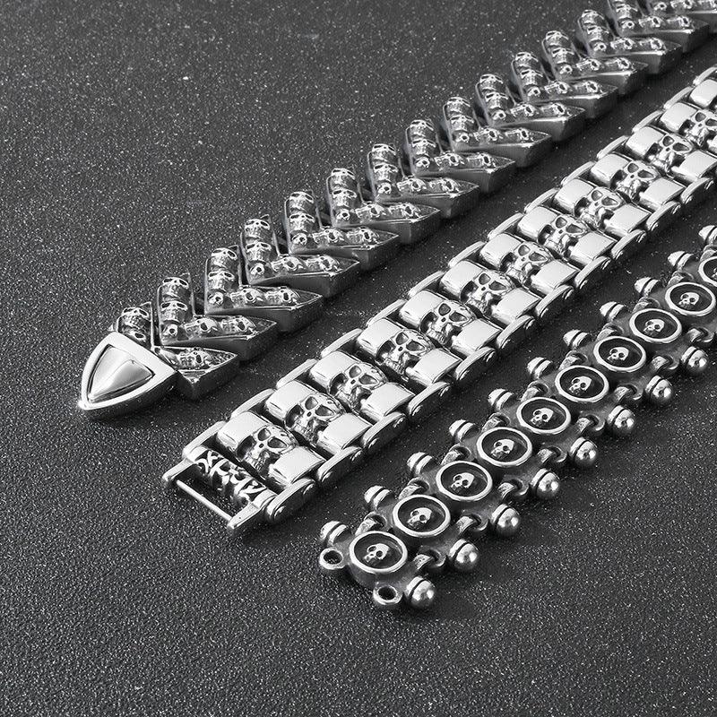 Retro Punk Rivet Bracelet – Heavy Metal Button Chain Design for Gothic & Rock Style,8.7INCH