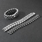 バイキング ブレスレット ジュエリー チタン スチール メンズ ブレスレット シルバー ブレスレット メンズ 9インチ