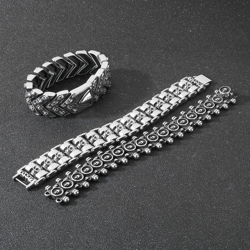 Retro Punk Rivet Bracelet – Heavy Metal Button Chain Design for Gothic & Rock Style,8.7INCH