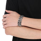 Retro Punk Rivet Bracelet – Heavy Metal Button Chain Design for Gothic & Rock Style,8.7INCH