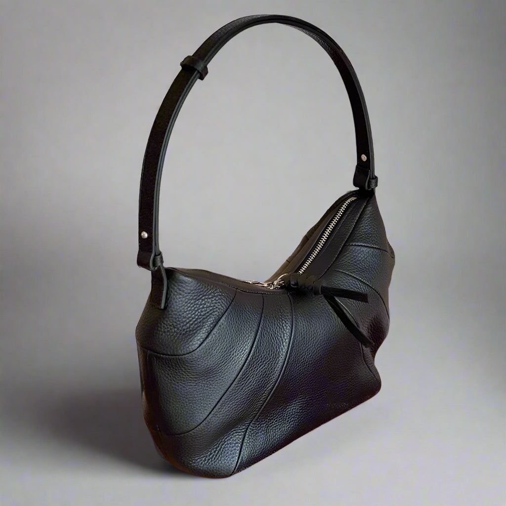 Stellar Crescent Leather Shoulder Bag – Luxury Calfskin Coach Handbag