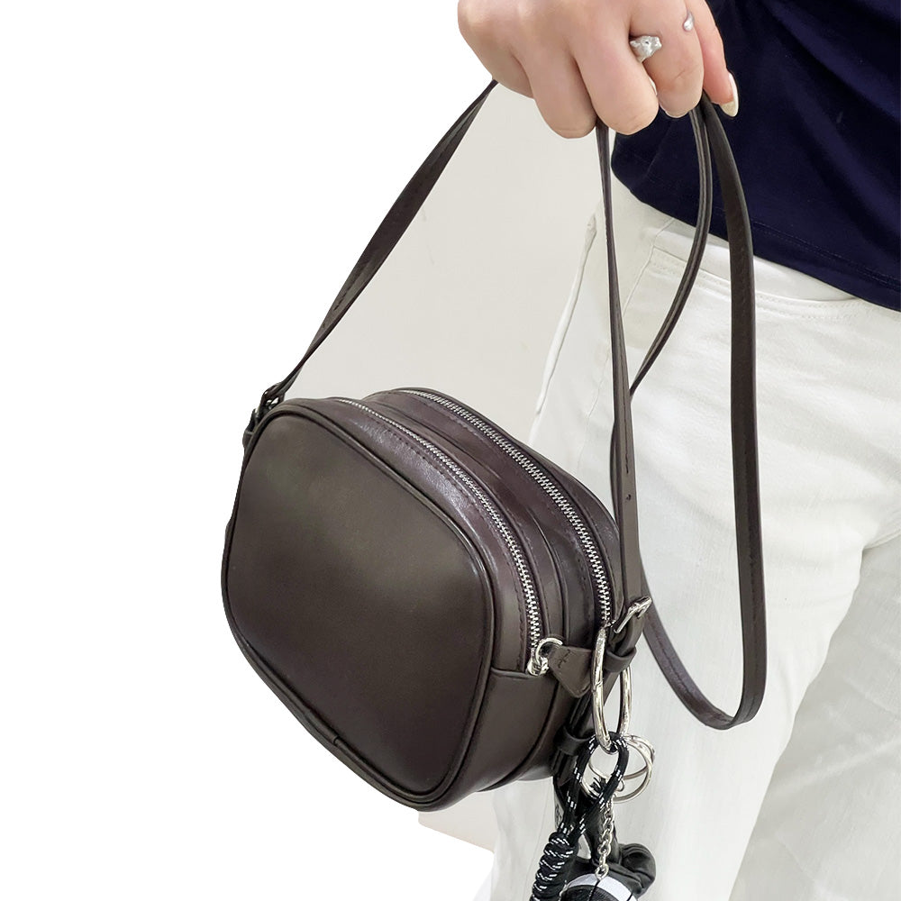 Premium Cowhide Leather Mini Crossbody Bag - Stylish and Compact