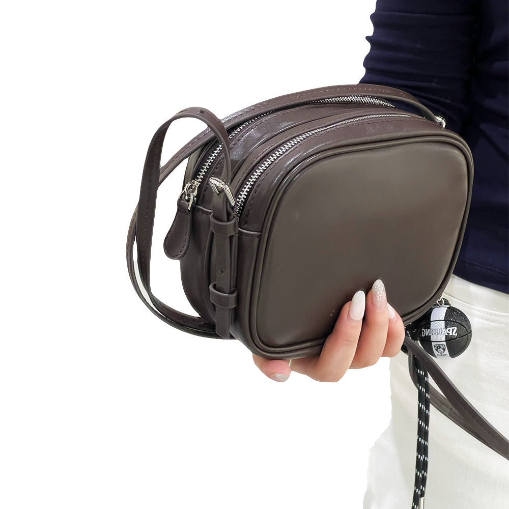 Premium Cowhide Leather Mini Crossbody Bag - Stylish and Compact