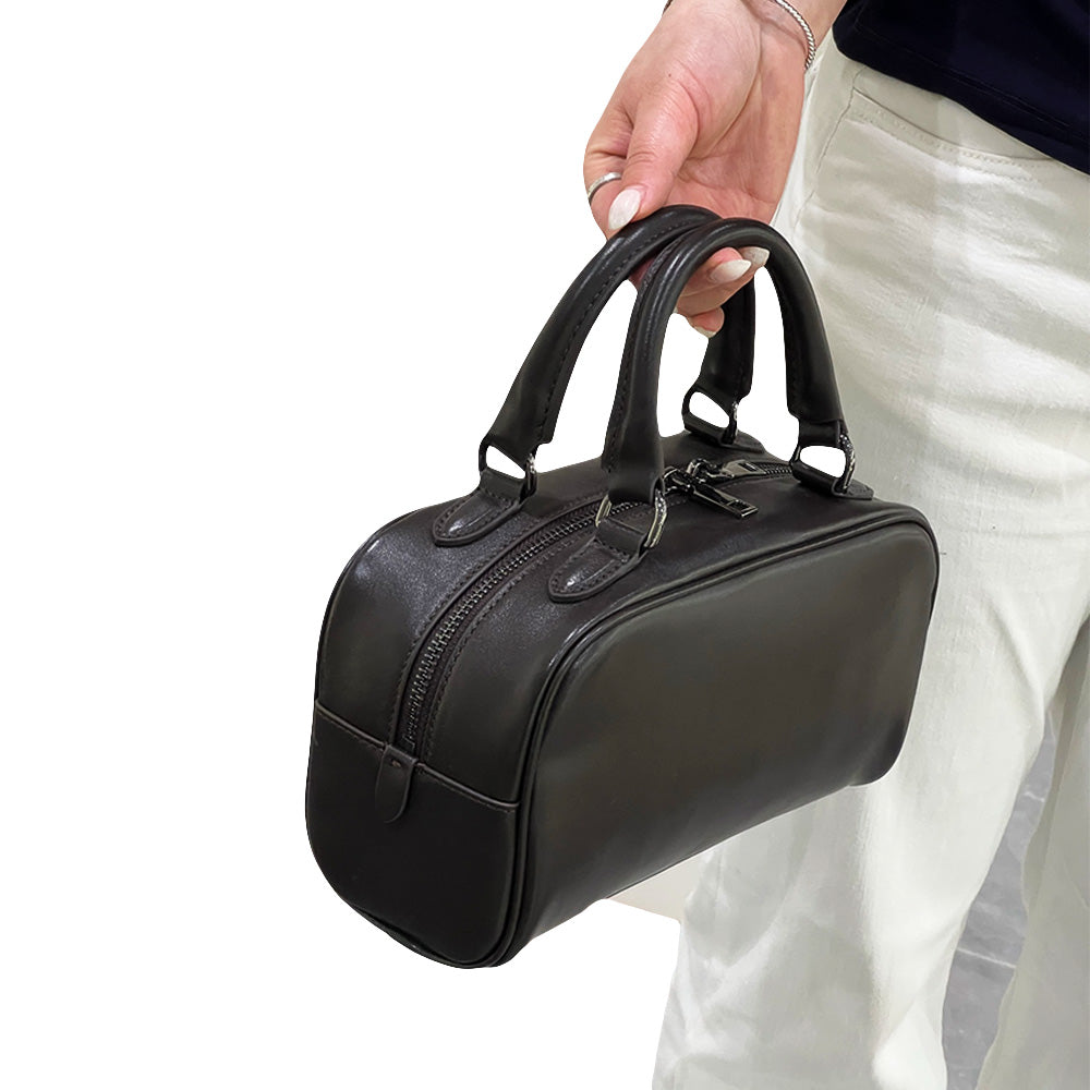 Boston Top-Handle Bag Glossy Leather Top Handle Bag, Cowside Leather