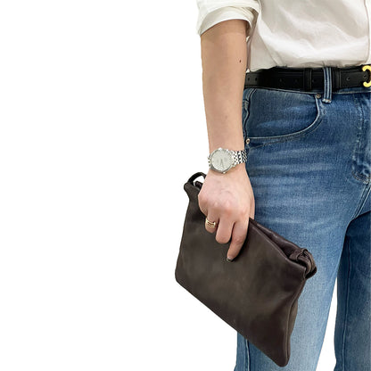 Stylish Small Calfskin Crossbody Bag - Zara-Inspired Brown Clutch for Women