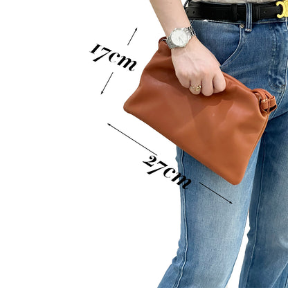 Stylish Small Calfskin Crossbody Bag - Zara-Inspired Brown Clutch for Women