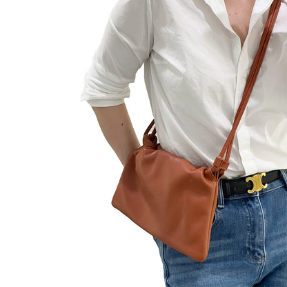 Stylish Small Calfskin Crossbody Bag - Zara-Inspired Brown Clutch for Women