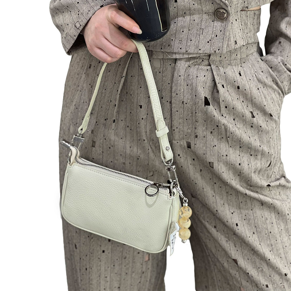 Elegant Cream-Colored Multi Cross Body Bag - Versatile Clutch & Shoulder Bag