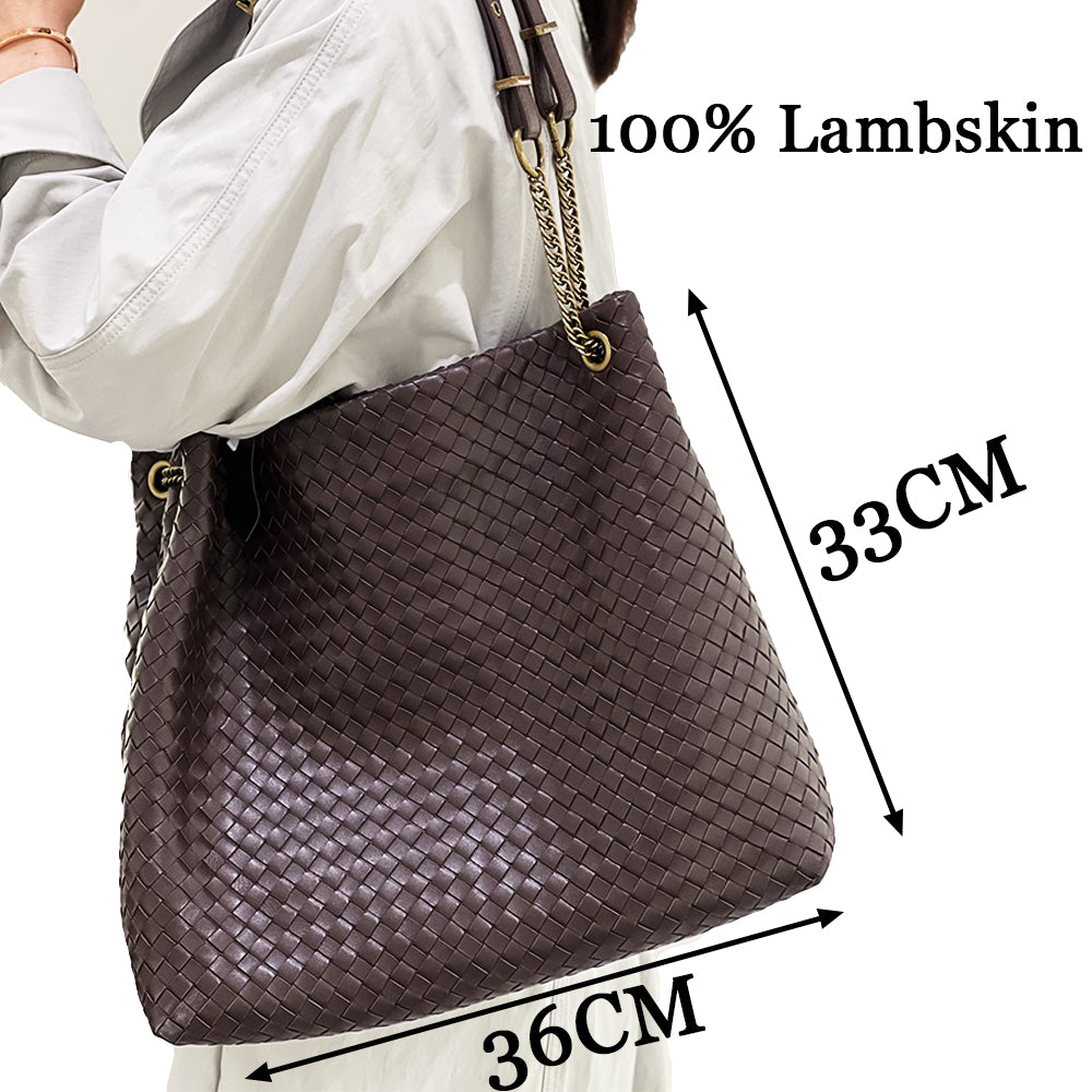 Textured Structured Handheld Bag Lambskin Leather Women Handbag ,Brown