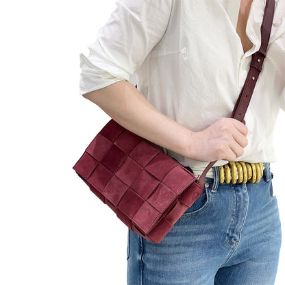 Medium Woven suede Leather Shoulder Bag,JKE-Y7