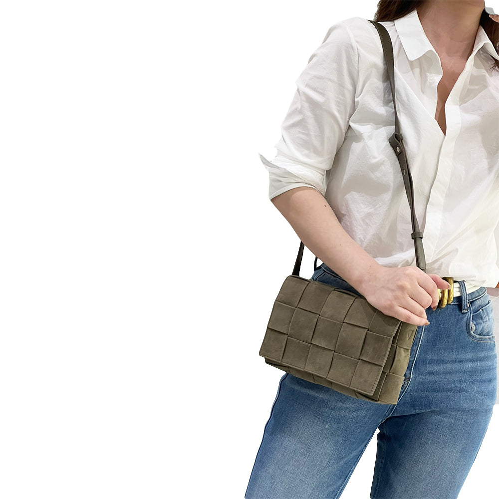 Medium Woven suede Leather Shoulder Bag,JKE-Y7