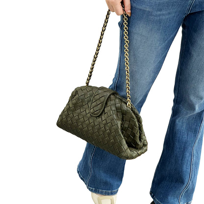 Lauren Teen Clutch With Chain Woven Leather Clutch, JKV-L4