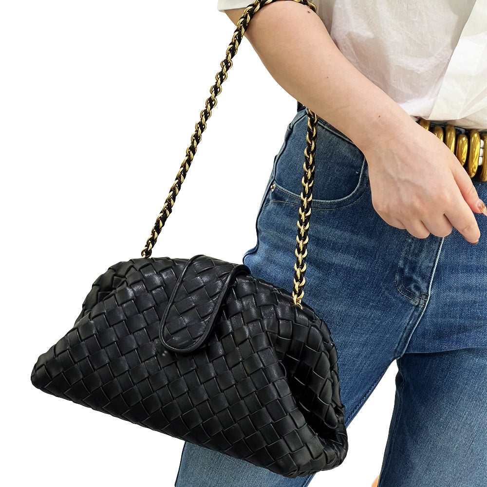 Lauren Teen Clutch With Chain Woven Leather Clutch, JKV-L4