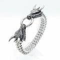 Mens Silver Bracelet Heavy Sterling Silver Dragon Bracelet - CIVIBUY