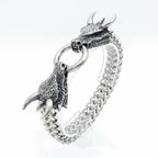 Mens Silver Bracelet Heavy Sterling Silver Dragon Bracelet - CIVIBUY