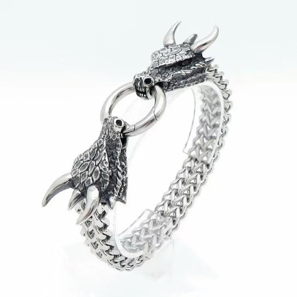 Mens Silver Bracelet Heavy Sterling Silver Dragon Bracelet